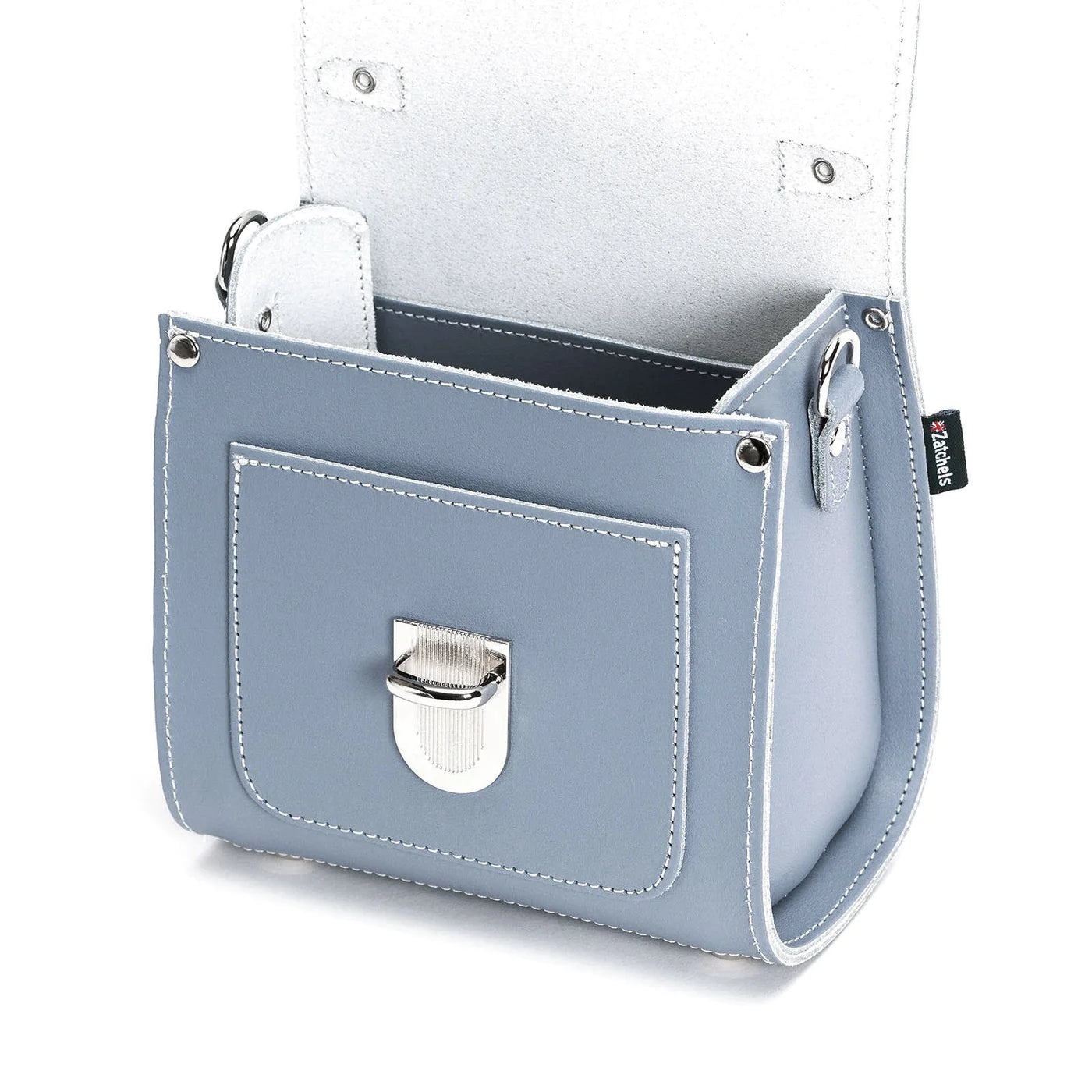 Handmade Leather Sugarcube Handbag - Lilac Grey - Small