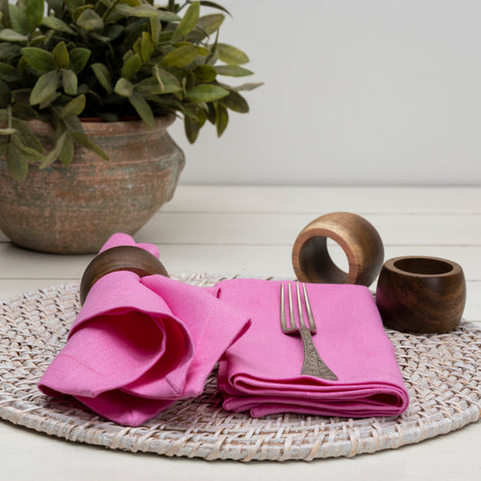 Pure Irish Linen Napkin Pink Styled Main