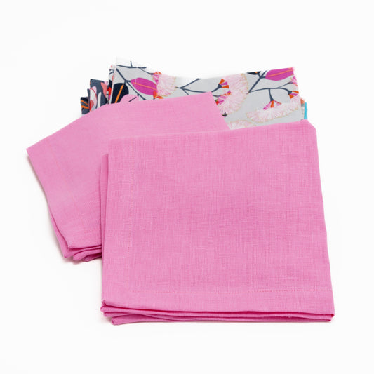Pure Irish Linen Napkin Pink Styled