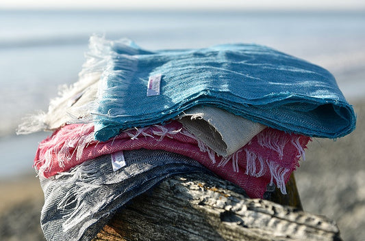 100% Irish Linen Scarf Grey Styled