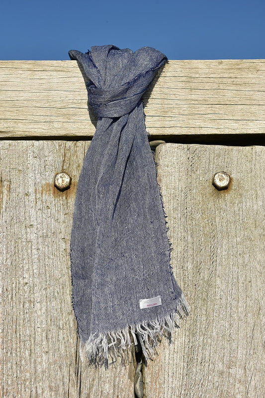 Irish Linen Scarf Navy