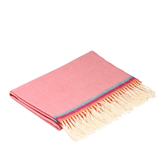 Marion Wool Pink Baby Blanket White Background