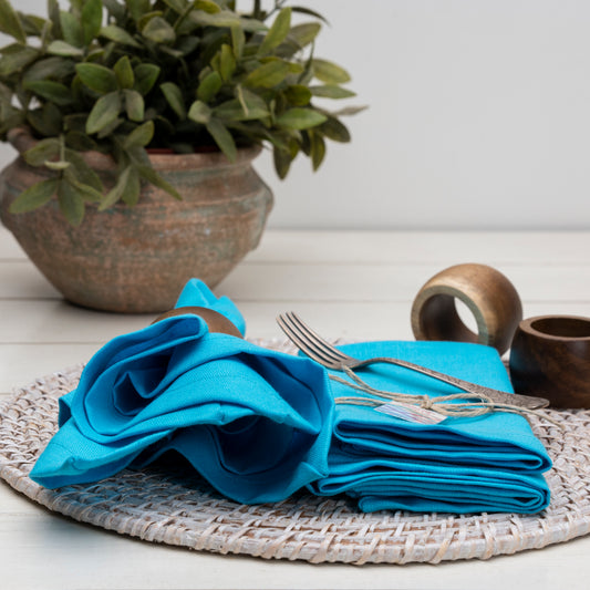 Pure Irish Linen Napkin Blue Styled Main
