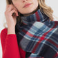 100% Lambswool Scarf Blue Red Tartan