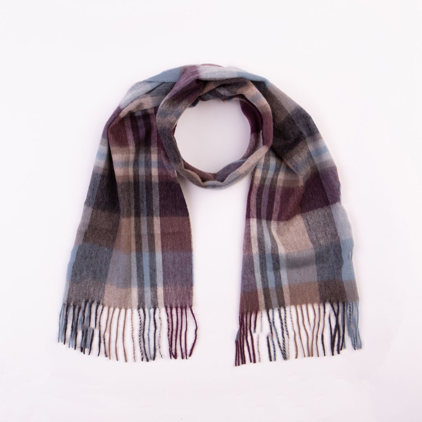 100% Lambswool Scarf Damson Tartan