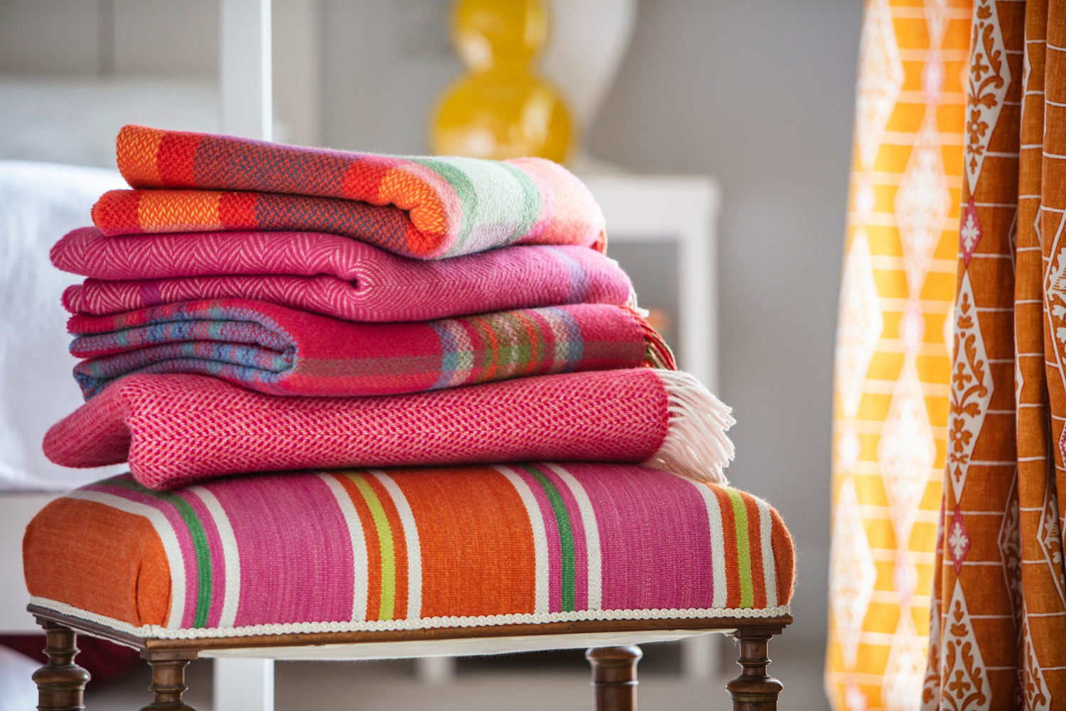 Irish Blankets on Stools