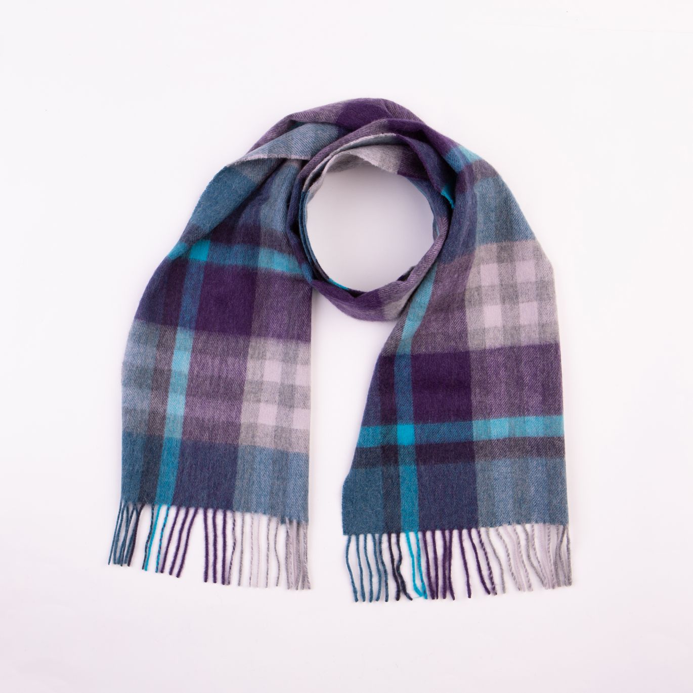 100% Lambswool Scarf Blue Tartan