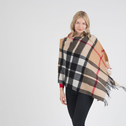 100% Lambswool Stole Exploded Camel Thompson Tartan