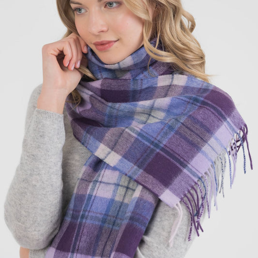 100% Lambswool Scarf Heather Tartan