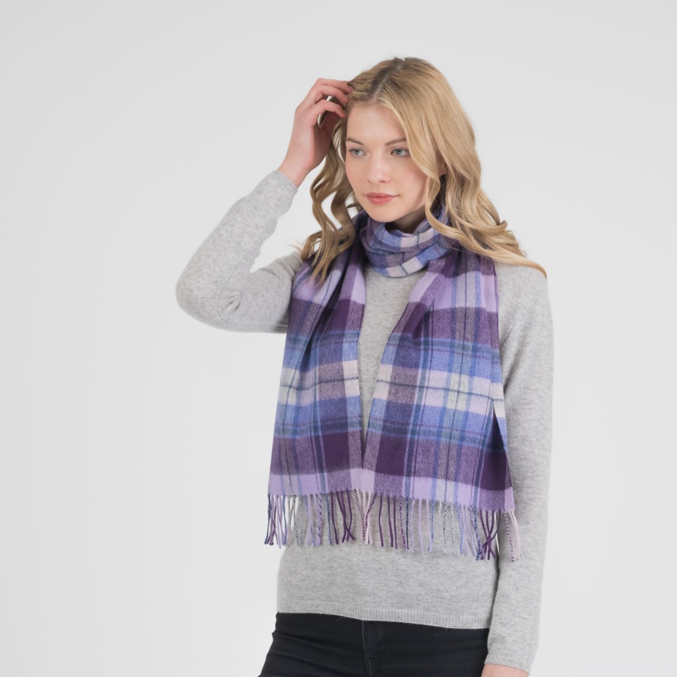 100% Lambswool Scarf Heather Tartan