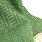 Cashmere Merino Wool Throw Green Herringbone