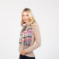 100% Lambswool Scarf Pink Grey Tartan