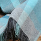Cashmere Throw Green Duck Egg Aqua Teal Check Close Styled