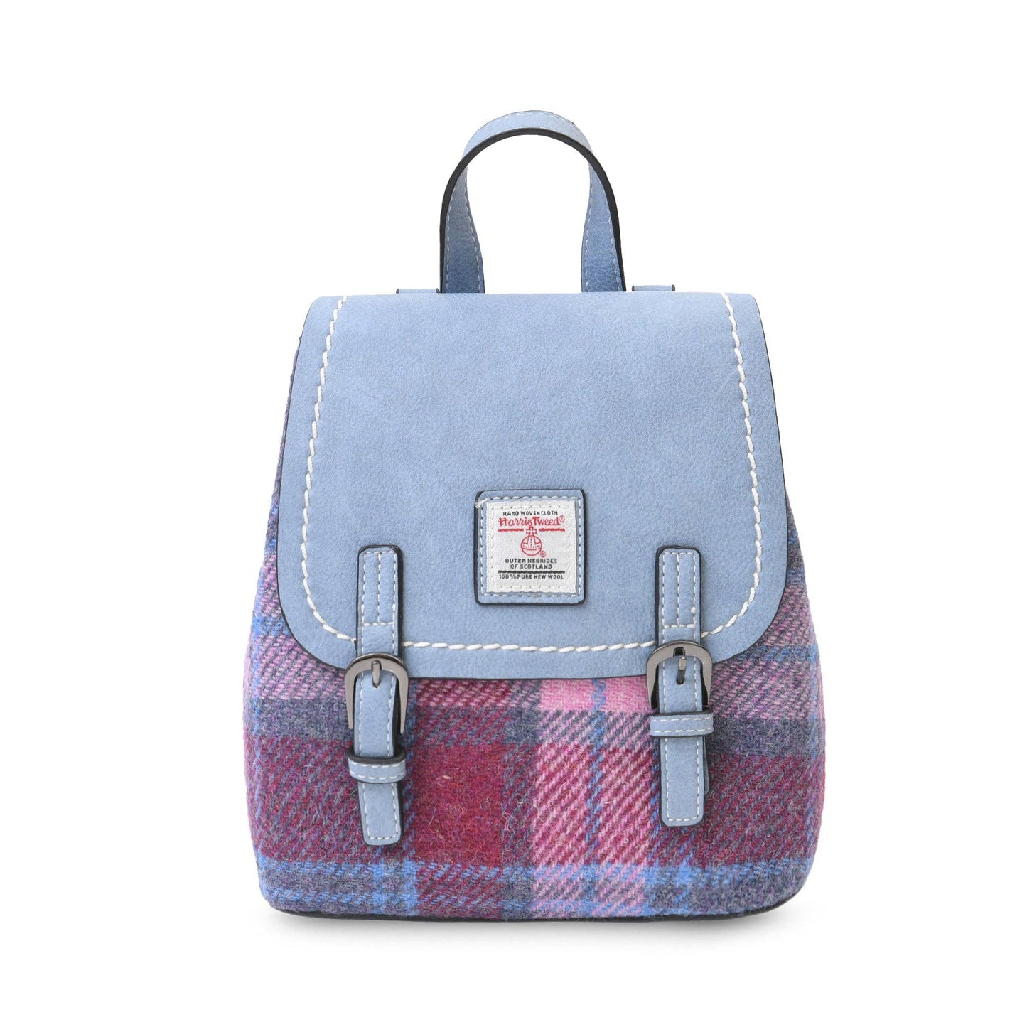 Harris Tweed Mini Jura Backpack - Pink and Blue Tartan