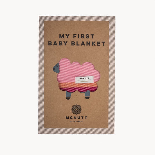 Merino Wool Pink Irish Baby Blanket with Gift Box