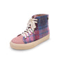 High Top Harris Tweed Boots - Pink and Blue Tartan