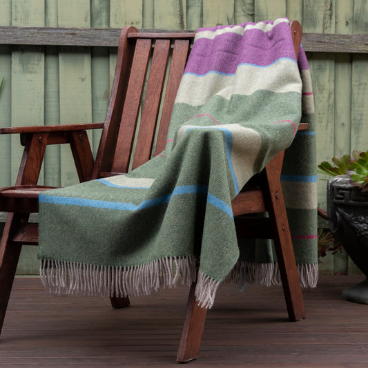 Merino Wool Green Purple Stripe Blanket Chair