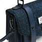 Navy Herringbone Harris Tweed Medium Satchel Side