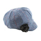 Ladies Tweed Newsboy Hat - Blue Herringbone & Red Stripe