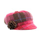 Ladies Irish Tweed Newsboy Hat - Pink Tartan